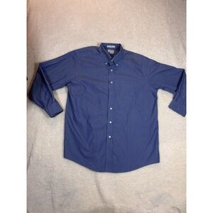 LL Bean Sz 16.5 33 ButtoDown Shirt Wrinkle Resistant Long Sleeve Blue Plaid Mens